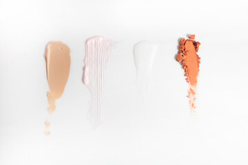 cosmetic makeup swatch smudge liquid texture foundation primer product with beauty fashion...