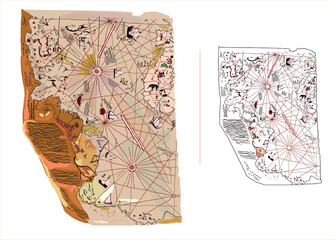 Piri Reis cartographer drawing a map