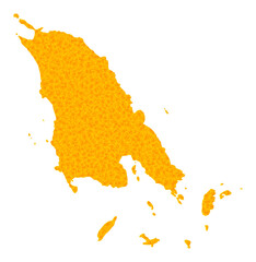 Vector Gold map of Koh Chang. Map of Koh Chang is isolated on a white background. Gold items texture based on solid yellow map of Koh Chang.