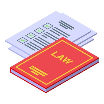 Law Regulation Book Icon Isometric Vector. Trade Rule