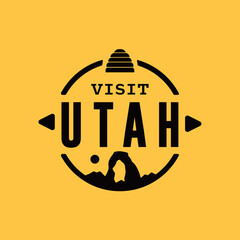 Visit Utah state USA, travel logo and icon - obrazy, fototapety, plakaty