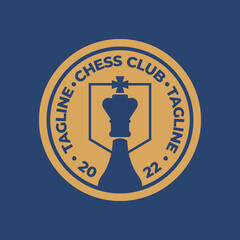 Vintage classic badge emblem chess club, chess tournament logo vector icon on white background