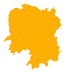 Vector Gold map of Hunan Province. Map of Hunan Province is isolated on a white background. Gold items pattern based on solid yellow map of Hunan Province.