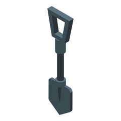 Camp shovel icon isometric vector. Tent bag