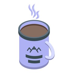 Camp hot mug icon isometric vector. Thermo metal