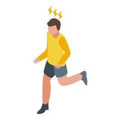 Energy runner icon isometric vector. Run man