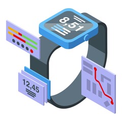 Smartwatch icon isometric vector. Health exercise