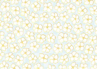 金色の桜の花と市松模様の背景