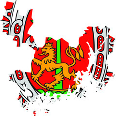 Simple flat blank vector flag map of the Norwegian regional capital city of KRISTIANSAND, NORWAY