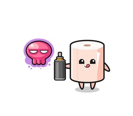 tissue roll cartoon make a graffiti with a spray paint