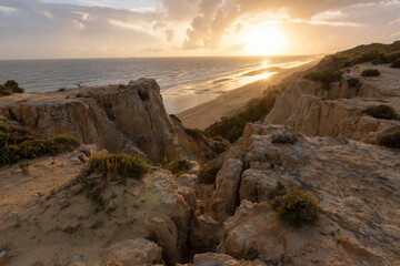 Mazagon beach, in the province of Huelva, Spain. One of the most beautiful beaches in Spain. Concept of going to the most beautiful places on vacation. © mialcas