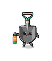 cute shovel holding mosquito repellent