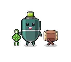 ballpoint pen muslim character are celebrating Eid Al Fitr