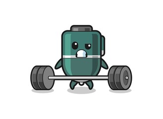 cartoon of ballpoint pen lifting a barbell