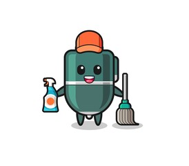cute ballpoint pen character as cleaning services mascot