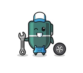 Naklejka premium the ballpoint pen character as a mechanic mascot