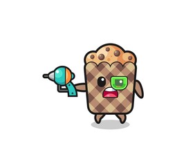 cute muffin holding a future gun