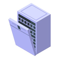 Dishwasher icon isometric vector. Dish machine