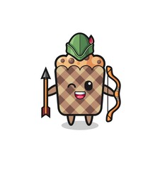 muffin cartoon as medieval archer mascot