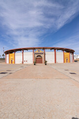 A bullring seen from the outside. Palos De La Frontera, Spain. Cultures concept.