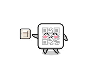 cartoon qr code is turning off light