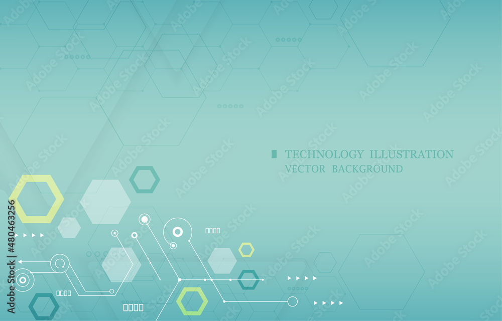 Poster technology computer cyber connection.geometric hexagon technology background