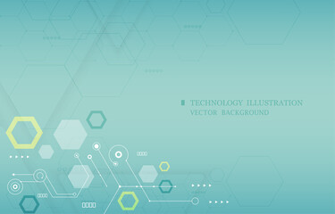 Technology computer cyber connection.Geometric hexagon technology background