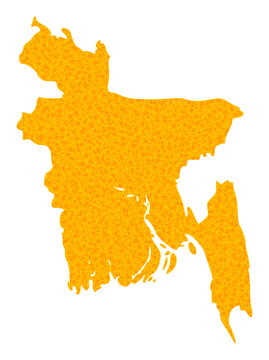 recommend clip art: Vector Gold map of Bangladesh. Map of Bangladesh is isolated on a white background. Gold items texture based on solid yellow map of Bangladesh.