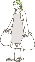 ゴミ出しをする女性