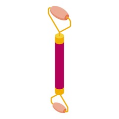 Face massage tool icon isometric vector. Jade roller