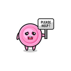 cute clothing button hold the please help banner