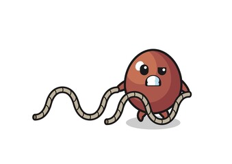 illustration of chocolate egg doing battle rope workout