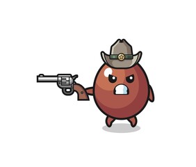the chocolate egg cowboy shooting with a gun