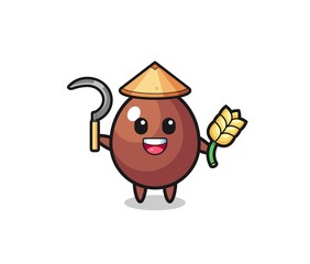 chocolate egg Asian farmer holding paddy