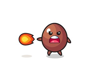 Obraz premium cute chocolate egg mascot is shooting fire power