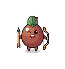 chocolate egg cartoon as medieval archer mascot