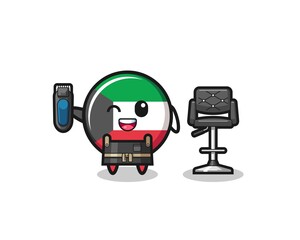 kuwait flag barbershop is holding a trimer