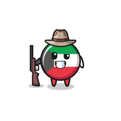 kuwait flag hunter mascot holding a gun
