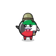 cute kuwait flag as veteran cartoon