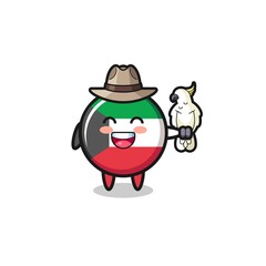 kuwait flag zookeeper mascot with a parrot