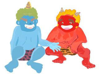 節分　赤鬼と青鬼