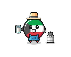 Fototapeta premium kuwait flag cartoon as the dairy farmer