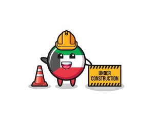 illustration of kuwait flag with under construction banner