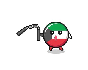 cartoon of kuwait flag using nunchaku