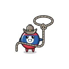 the laos flag cowboy with lasso rope