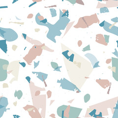 Terrazzo seamless pattern. Blue classic flooring