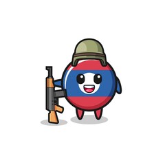 Obraz premium cute laos flag mascot as a soldier