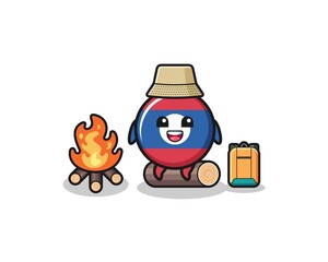 camping illustration of the laos flag cartoon