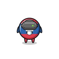 cute laos flag using VR headset
