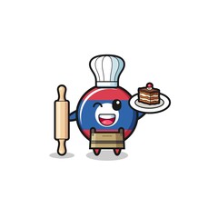 laos flag as pastry chef mascot hold rolling pin